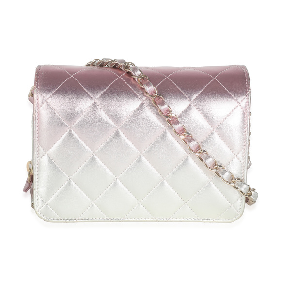 Chanel Gold Pink Ombre Metallic Lambskin Like A Wallet Flap Bag - Picture 2 of 8